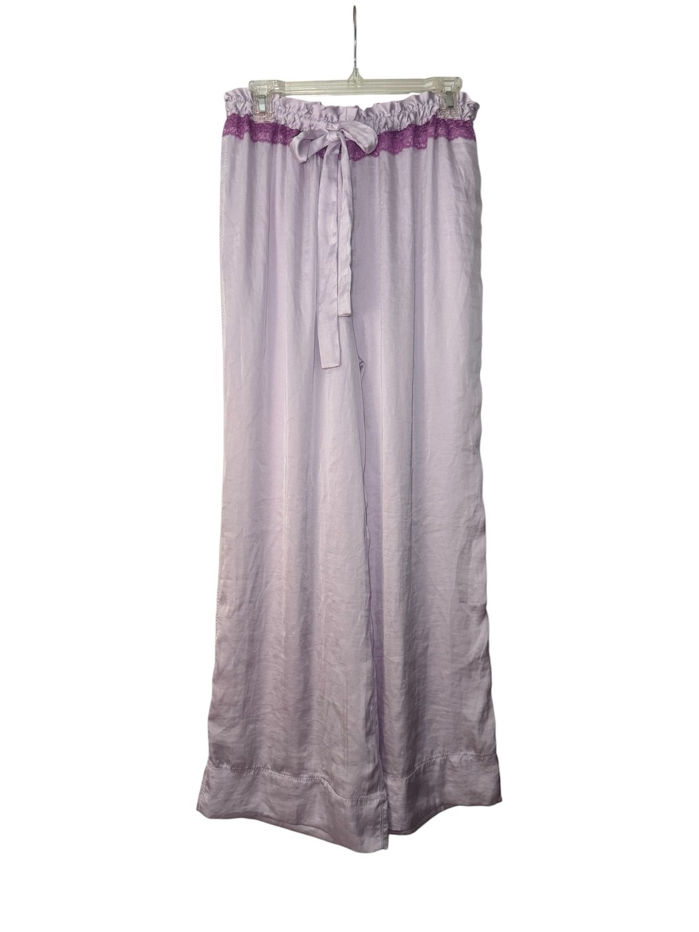 Free People Intimates Lavender Wide-Leg Lounge Pants with Plum Lace Waist